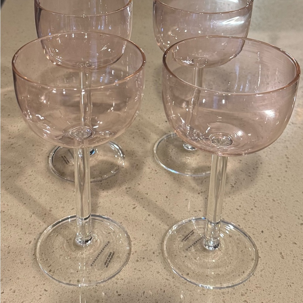 Anthropologie Blush Wine Glass Set